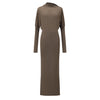 OUDE WAAG 25 Fall/Winter Asymmetrical Neck Wool Knit Dress OW-OW-25AW-KD05W1BR430-HZ Gray Brown